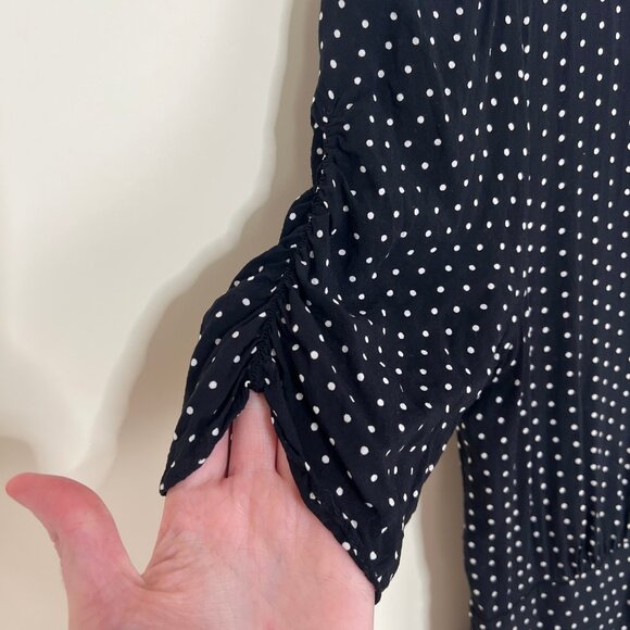 Free People Pippa Polka Dot Print Mini Dress Ruched Romantic Feminine Girly Boho - Picture 8 of 14